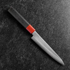 Petty Blue Steel #1 Revêtement inox Poli Manche Urushi Rouge Noir 150mm-[Musashi]-[Couteaux de cuisine japonais]