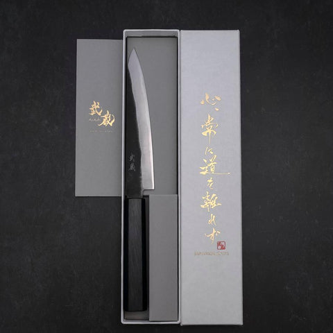 Petty Blue Steel #2 Kurouchi Manche Urushi Bleu Sombre 150mm-[Musashi]-[Couteaux de cuisine japonais]