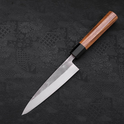 Petty Blue Steel #2 Nashiji Revêtement Inox Manche en Buffle et Bois de Teck 135mm-[Musashi]-[Couteaux de cuisine japonais]