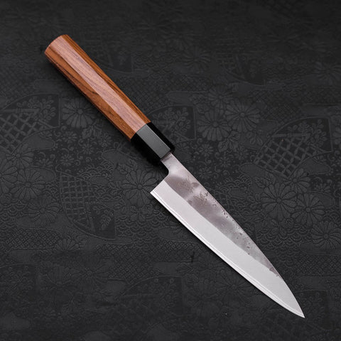 Petty Blue Steel #2 Nashiji Revêtement Inox Manche en Buffle et Bois de Teck 135mm-[Musashi]-[Couteaux de cuisine japonais]