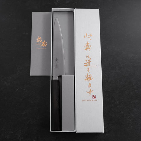 Petty Blue Super Poli Manche en Ébène 150mm-[Musashi]-[Couteaux de cuisine japonais]