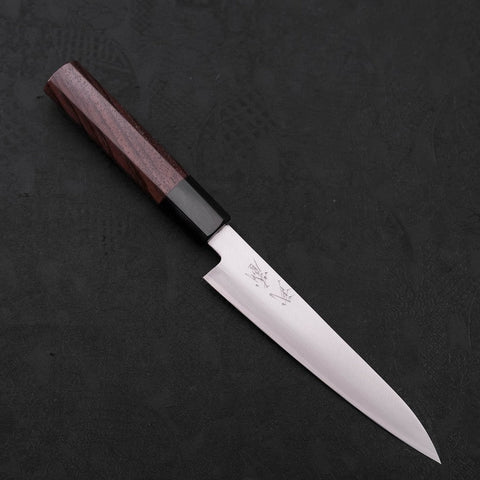 Petty Blue Super Poli Revêtement Inox Manche en Bois de Rose 150mm-[Musashi]-[Couteaux de cuisine japonais]