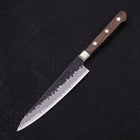 Petty Blue Super Revêtement Inox Kurouchi Tsuchime Manche Occidental Marron 135mm-[Musashi]-[Couteaux de cuisine japonais]