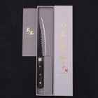 Petty Blue Super Revêtement Inox Kurouchi Tsuchime Manche Occidental Marron 135mm-[Musashi]-[Couteaux de cuisine japonais]