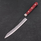 Petty Blue Super Revêtement Inox Kurouchi Tsuchime Manche Occidental Rouge 150mm-[Musashi]-[Couteaux de cuisine japonais]
