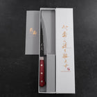Petty Blue Super Revêtement Inox Kurouchi Tsuchime Manche Occidental Rouge 150mm-[Musashi]-[Couteaux de cuisine japonais]