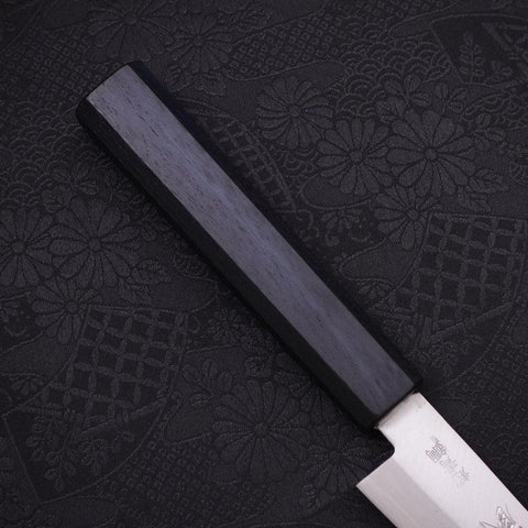 Petty Blue Super Revêtement Inox Poli Manche Urushi Bleu Sombre 145mm-[Musashi]-[Couteaux de cuisine japonais]