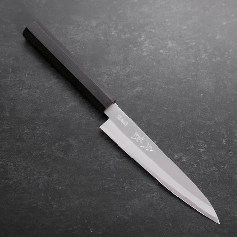 Petty Blue Super Revêtement Inox Poli Manche en Buffle et Ébène 145mm-[Musashi]-[Couteaux de cuisine japonais]