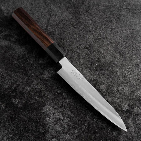 Petty Blue Super Revêtement inox Poli Manche en Bois de Rose 150mm-[Musashi]-[Couteaux de cuisine japonais]