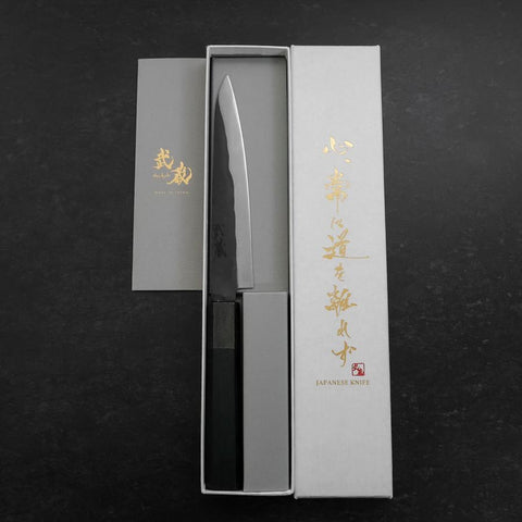 Petty Blue steel #1 Stainless Clad Kurouchi Black Dark Blue Urushi Handle 150mm-[Musashi]-[Couteaux de cuisine japonais]