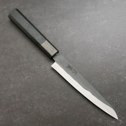 Petty Blue steel #1 Stainless Clad Kurouchi Black Dark Blue Urushi Handle 150mm-[Musashi]-[Couteaux de cuisine japonais]