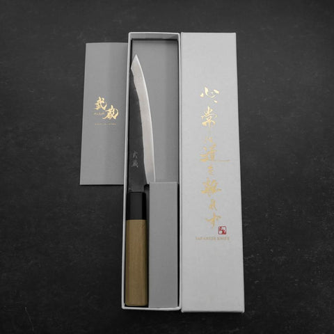 Petty Blue steel #1 Stainless Clad Kurouchi Buffalo Magnolia Handle 150mm-[Musashi]-[Couteaux de cuisine japonais]