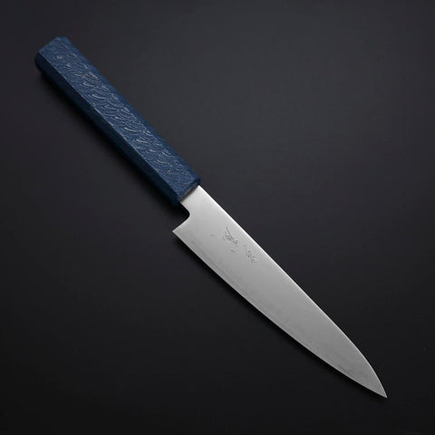 Petty Chromax Poli Manche Urushi Bleu 150mm-[Musashi]-[Couteaux de cuisine japonais]
