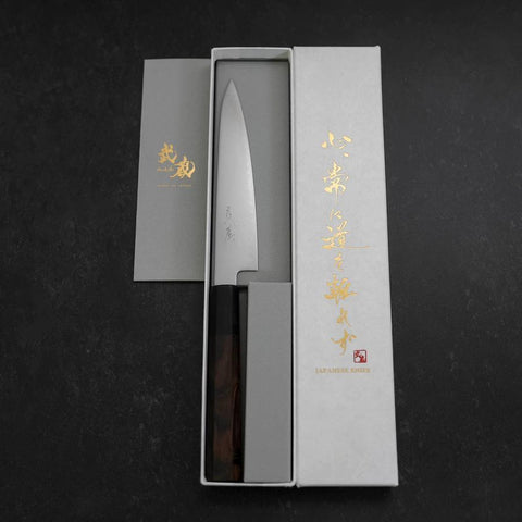 Petty Chromax Poli Manche en Buffle et Ébène 150mm-[Musashi]-[Couteaux de cuisine japonais]