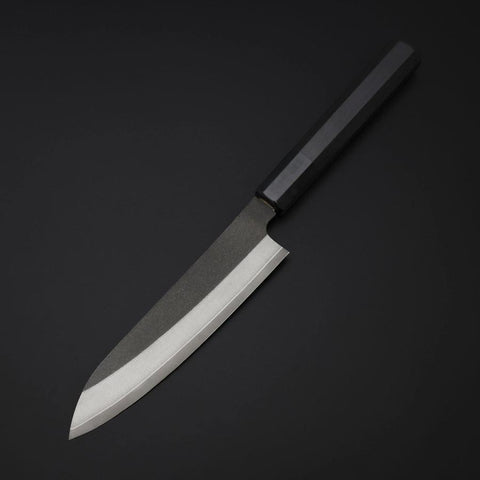 Petty Cobalt Stainless Kurouchi Damas Manche en Buffle et Ébène 150mm-[Musashi]-[Couteaux de cuisine japonais]