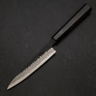 Petty Revêtement Inox Blue Super Kurouchi Tsuchime Manche en Buffle et Ébène 135mm-[Musashi]-[Couteaux de cuisine japonais]