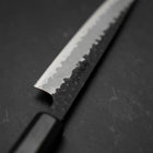 Petty Revêtement Inox Blue Super Kurouchi Tsuchime Manche en Buffle et Ébène 135mm-[Musashi]-[Couteaux de cuisine japonais]