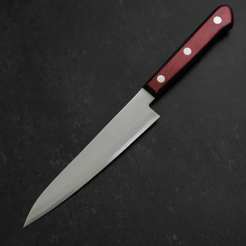 Petty Revêtement Inox Blue Super Poli Manche Occidental Rouge et Noir 150mm-[Musashi]-[Couteaux de cuisine japonais]