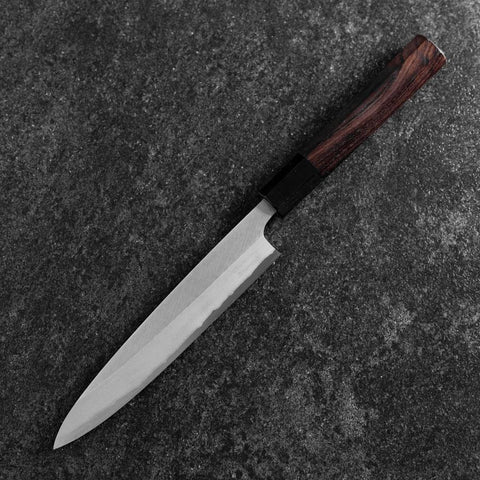 Petty Revêtement Inox White Steel #2 Poli Manche en Buffle et Ébène 170mm-[Musashi]-[Couteaux de cuisine japonais]
