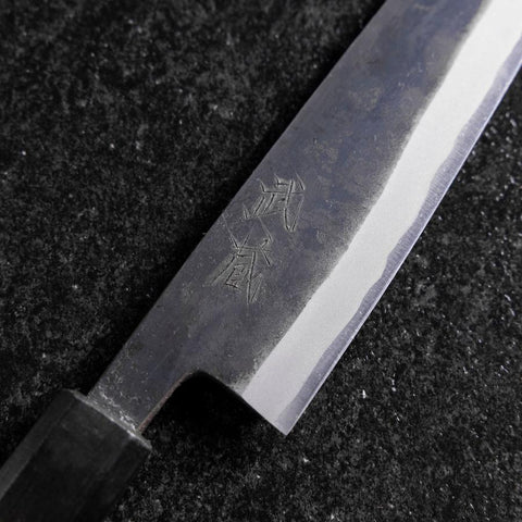 Petty Revêtement inox Blue Steel #2 Kurouchi Manche Urushi Vert 150mm-[Musashi]-[Couteaux de cuisine japonais]