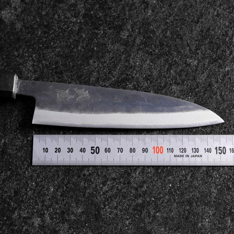 Petty Revêtement inox Blue Steel #2 Kurouchi Manche Urushi Vert 150mm-[Musashi]-[Couteaux de cuisine japonais]