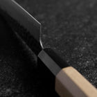 Petty Revêtement inox Blue Super Kurouchi Tsuchime Manche en Buffle et Magnolia 150mm-[Musashi]-[Couteaux de cuisine japonais]
