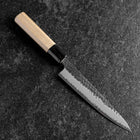 Petty Revêtement inox Blue Super Kurouchi Tsuchime Manche en Buffle et Magnolia 150mm-[Musashi]-[Couteaux de cuisine japonais]