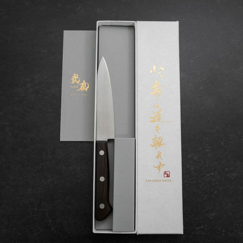 Petty SK Steel Poli Manche Marron Occidental en Bois de Rose 120mm-[Musashi]-[Couteaux de cuisine japonais]