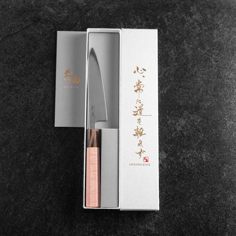 Petty SLD Miroir Manche en Buffle et Érable Rose 130mm-[Musashi]-[Couteaux de cuisine japonais]