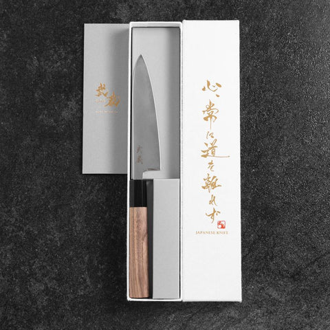 Petty SLD Miroir Manche en Buffle et Noyer 130mm-[Musashi]-[Couteaux de cuisine japonais]