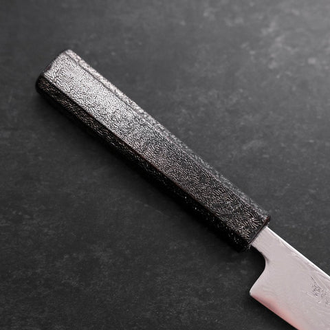Petty SLD Nickel en Vagues Damas Manche Urushi Motif Argenté 135mm-[Musashi]-[Couteaux de cuisine japonais]