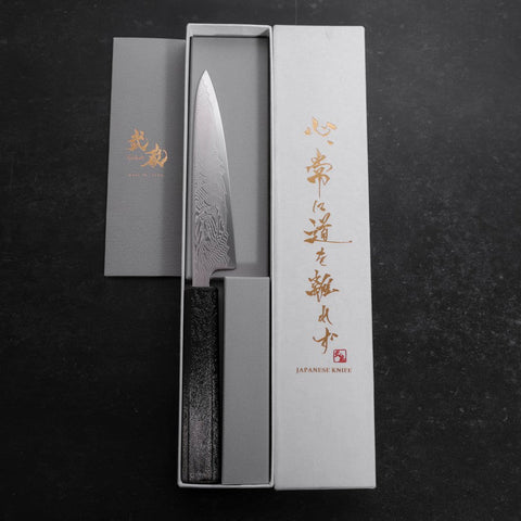 Petty SLD Nickel en Vagues Damas Manche Urushi Motif Argenté 135mm-[Musashi]-[Couteaux de cuisine japonais]