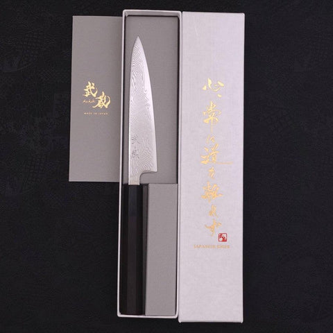 Petty SLD Nickel en Vagues Damas Manche en Buffle et Ébène 135mm-[Musashi]-[Couteaux de cuisine japonais]