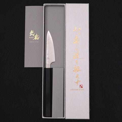Petty SLD Nickel en Vagues Damas Manche en Buffle et Ébène 90mm-[Musashi]-[Couteaux de cuisine japonais]