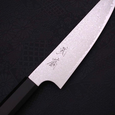 Petty Silver Steel #3 Damas Manche en Buffle et Ébène 150mm-[Musashi]-[Couteaux de cuisine japonais]