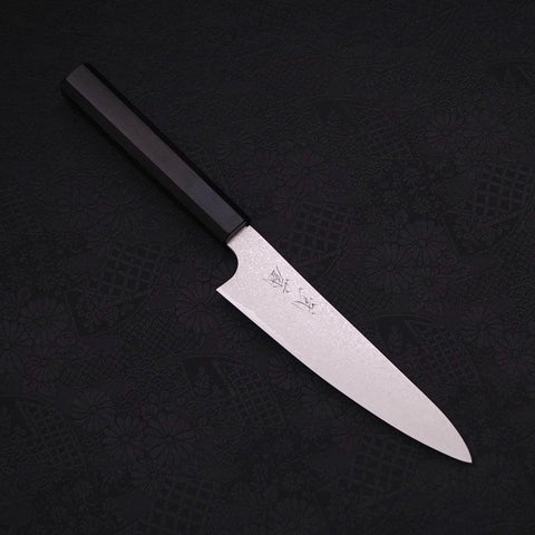 Petty Silver Steel #3 Damas Manche en Buffle et Ébène 150mm-[Musashi]-[Couteaux de cuisine japonais]