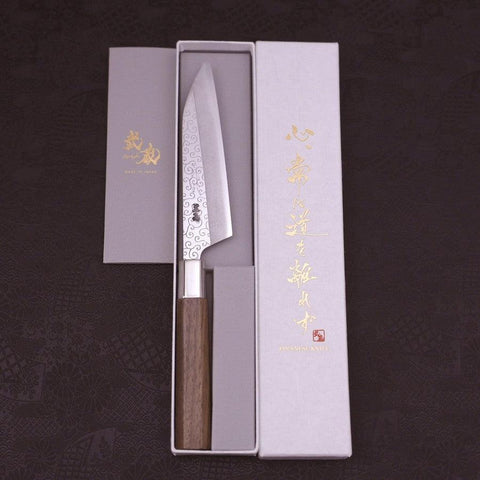 Petty Silver Steel #3 Karakusa Manche en Noyer 135mm-[Musashi]-[Couteaux de cuisine japonais]