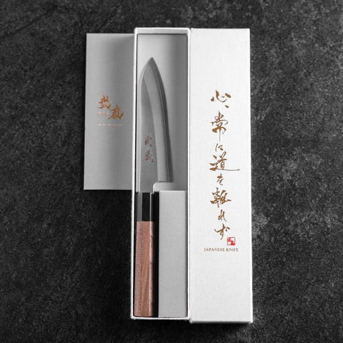 Petty Silver Steel #3 Kasumi Manche en Buffle et Noyer 135mm-[Musashi]-[Couteaux de cuisine japonais]