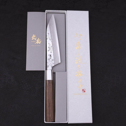 Petty Silver Steel #3 Kazabana Manche en Noyer 135mm-[Musashi]-[Couteaux de cuisine japonais]
