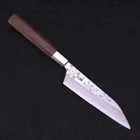 Petty Silver Steel #3 Kazabana Manche en Noyer 135mm-[Musashi]-[Couteaux de cuisine japonais]