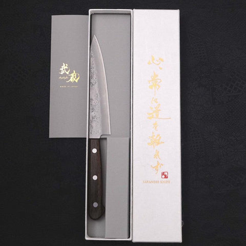 Petty Silver Steel #3 Nashiji Manche Occidental Marron 135mm-[Musashi]-[Couteaux de cuisine japonais]