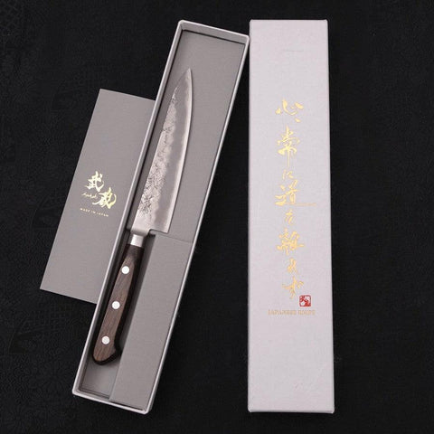 Petty Silver Steel #3 Nashiji Manche Occidental Marron 135mm-[Musashi]-[Couteaux de cuisine japonais]