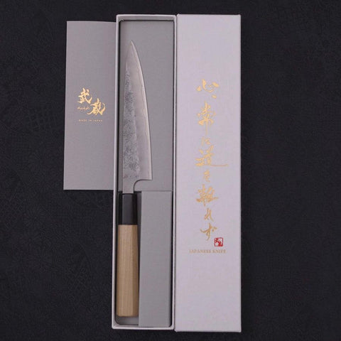 Petty Silver Steel #3 Nashiji Manche en Buffle et Magnolia 135mm-[Musashi]-[Couteaux de cuisine japonais]