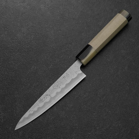 Petty Silver Steel #3 Nashiji Manche en Magnolia avec Double Embouts en Buffle 135mm-[Musashi]-[Couteaux de cuisine japonais]