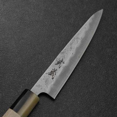 Petty Silver Steel #3 Nashiji Manche en Magnolia avec Double Embouts en Buffle 135mm-[Musashi]-[Couteaux de cuisine japonais]