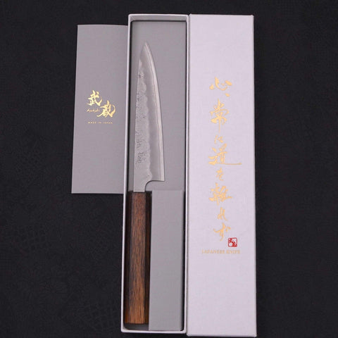 Petty Silver Steel #3 Nashiji Sumi Urushi Handle 135mm-[Musashi]-[Japanese-Kitchen-Knives]