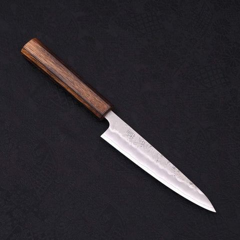 Petty Silver Steel #3 Nashiji Sumi Urushi Handle 135mm-[Musashi]-[Japanese-Kitchen-Knives]
