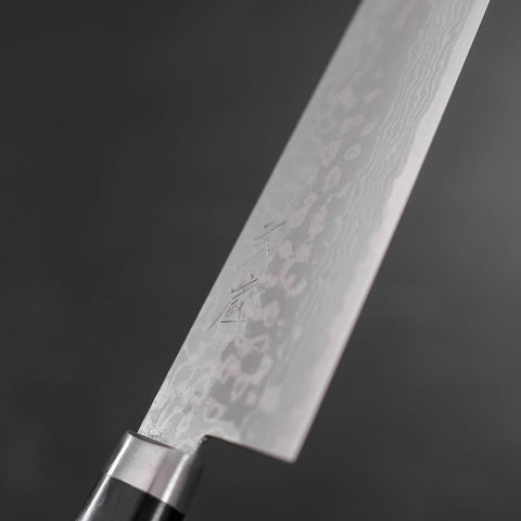 Petty Silver Steel #3 Nickel en Vagues Damas Manche en Buffle et Ébène 150mm-[Musashi]-[Couteaux de cuisine japonais]