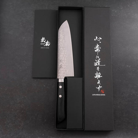 Santoku VG-10 Damascus Western Black Handle 170mm (6.7”)-[Musashi]-[Japanese-Kitchen-Knives]