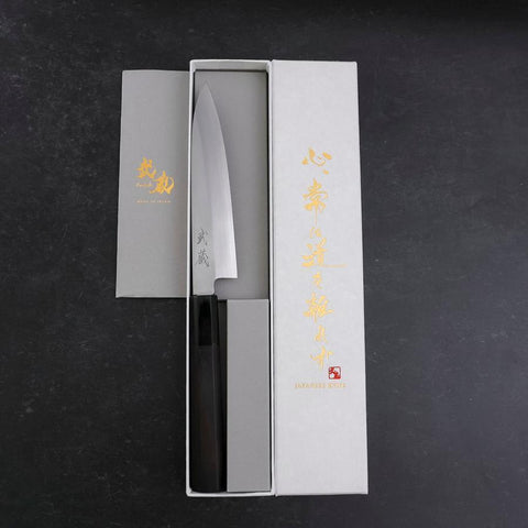 Petty Silver Steel #3 Poli Manche en Buffle et Ébène 110mm-[Musashi]-[Couteaux de cuisine japonais]